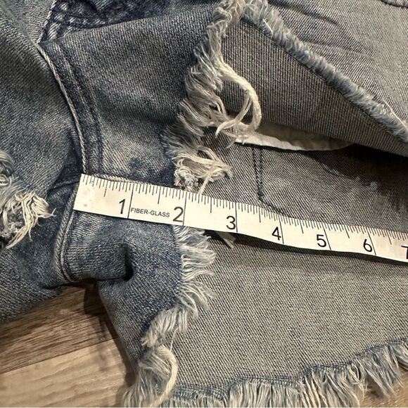 ONE TEASPOON Shorts Women Size 25 Denim Jean Cut Off Fray Button Fly Le Wolves - Picture 11 of 11
